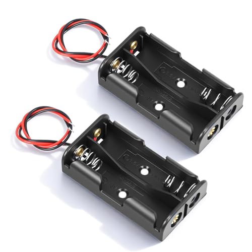 AA Battery Holder with Leads, 2PCS 2 X 1.5v AA Battery Case Double a Batteries Holder AA-Battery Pack Small-Battery Holders Organizer for Batteries