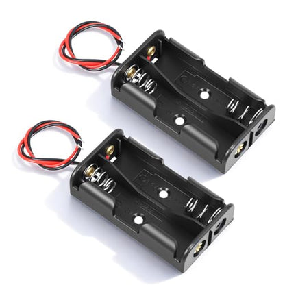 AA Battery Holder with Leads, 2PCS 2 X 1.5v AA Battery Case Double a Batteries Holder AA-Battery Pack Small-Battery Holders Organizer for Batteries