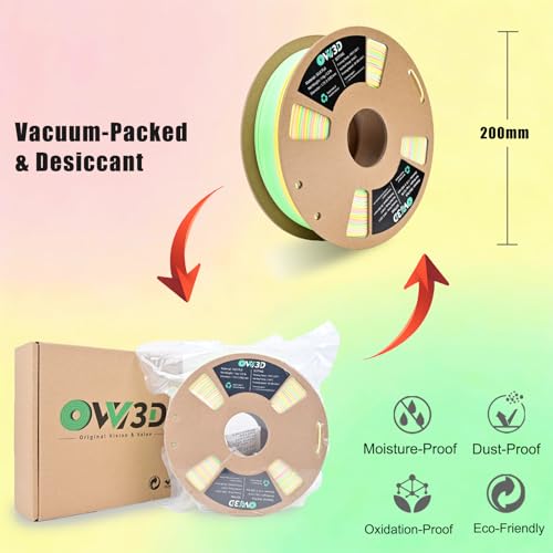 3D Printer Filament PLA 1.75mm, OVV3D Rainbow Upgrade PLA+ Filament Strong Toughness Multi Color Change Gradient PLA 3D Printing Filament Fit Most 3D Printer, 1kg Spool, +/- 0.02mm, Multi-Color - color: Rainbow Green Pink Yellow