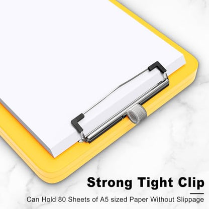 Hongri A5 Clipboard with Storage, Metal Retractable Pen Holder, Yellow - color: Yellow
