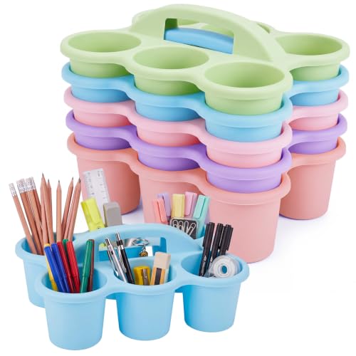 5 Pack Classroom Caddy with Handle Pastel Classroom Table Caddy