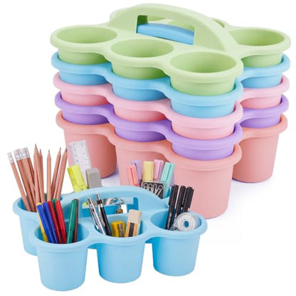5 Pack Classroom Caddy with Handle Pastel Classroom Table Caddy