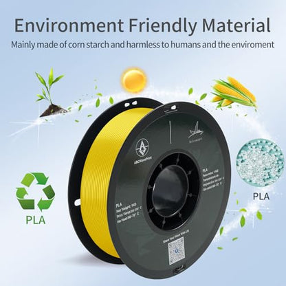 PLA 3D Printer Filament, Dimensional Accuracy +/- 0.02 mm, 1 kg Spool(2.2lbs), 1.75 mm，Yellow - color: 1kg Yellow
