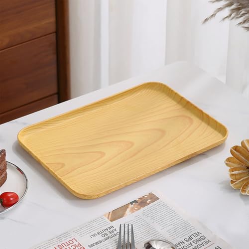 Plastic Art Trays,10 Pack Large Plastic Trays Stackable Activity Tray Crafts Organizer Tray Serving Tray,Painting, Beads,Storage & Serving Tray (12.2 x 8.9 Inches) (Yellow Imitation Wood Grain) - color: Yellow Imitation Wood Grain