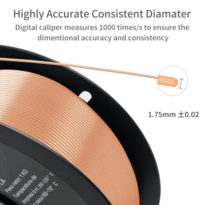 PLA 3D Printer Filament, Dimensional Accuracy +/- 0.02 mm, 1 kg Spool(2.2lbs), 1.75 mm，Skin - color: 1kg Skin