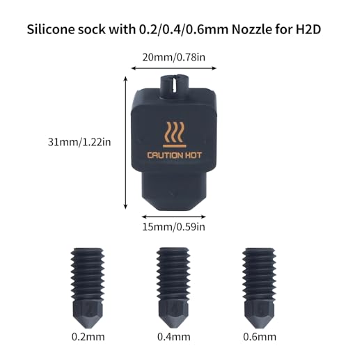3D Printer Accessories H2D Silicone Sock(3Pcs) with 0.2/0.4/0.6mm Nozzle: Heater Block Cover - Avoid Filament Buildup High Temperature Resistance Insulation Without Heat Loss BCZAMD