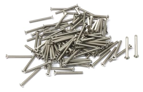 iexcell 100 Pcs M3 x 30mm Thread Pitch 0.5 mm Stainless Steel 304 Phillips Drive Flat Head Countersunk Screws Bolts, Bright Finish - size: M3 x 30mm