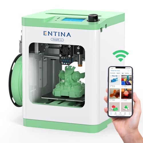 Entina TINA2S 3D Printers with WiFi Cloud Printing, Fully Assembled with Auto Leveling, Huge Library, DIY Mini 3D Printer for Beginners and Kids, High Precision 3D Printer for Home, Office & School - color: Green