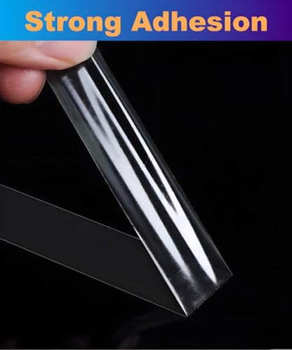 Super Thin Double Sided Adhesive Tape 1Inch x 66Feet Transparent Sticky Tape for Making DIY Crafts, Paste Photo, Scrapbook, Gift Wrap, Rug Fixed, Woodworker, Fashion Clothing, Wall Decor, Cat Training - size: 1 inch x 66 feet