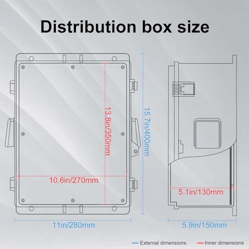 Namunanee Outdoor Electrical Box with Thermostat and Fan, ABS Water Resistant Enclosure with Internal Mounting Panel & Hinged Cover,16" H* 12" L* 5.9" W Plug & Play. - size: 16"H x 12"L x 5.9"W & Thermostat