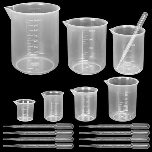 Twdrer 7-Size Plastic Beaker Set with Droppers