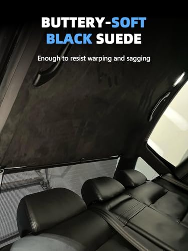 Black Suede Headliner Fabric - 96" L × 60" W Auto Head Liners, Fabric Tube Packaging with Foam Backing for Cars, Trucks, SUVs, RVs, Boats - Home Repair/DIY Headliner Material - color: Black, size: 96"L×60"W