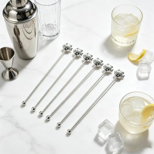 Homestia 6 Pcs 7.5'' Metal Stir Sticks, Cocktail Stirrers, with Fish Decor - color: 6Pcs Fish
