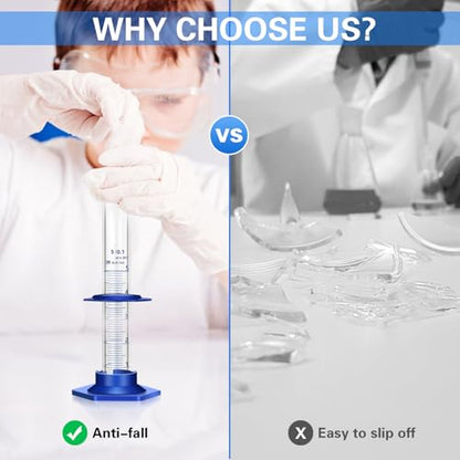 Thick Glass Graduated Cylinder Measuring Liquid Lab Cylinders with Anti-falling Plastic Base and Bumper Guards (glass, 5ML) - size: 5ML