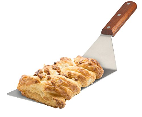 8” Extra-Large Sturdy Stainless Steel Spatula Hamburger Turner with Strong Wooden Handle – Professional Commercial Food Flipper Scraper for Grilling Cooking, Baking for Your Flat Top Restaurants - size: 4" x 8"