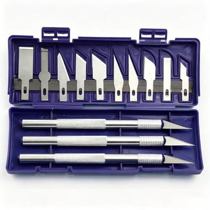 13PCS Precision Craft Knife Set, Aluminum Handle Hobby Exacto Kit with 10 Blades for DIY Art, Paper Cutting, Model Making & Carving (13 Pieces in a Blue Box) - color: 13 pieces in a blue box