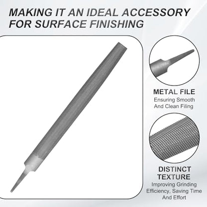 HARFINGTON 10" Half Round Medium Cut File Double Cut Teeth without Handle - size: 10"