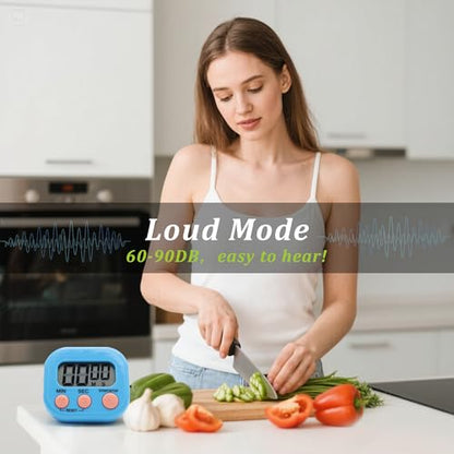 4 Pack Multi-Function Electronic Timer - Kitchen Timer,Magnetic Digital Timers,Big LCD Display, ON/Off Switch,Extensively Use in Cooking,Gym, Meeting, Classroom,Kitchen,Study,Work,Outdoor Activities - size: 4