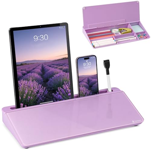 Varhomax Glass Desk Whiteboard with Storage - color: Purple