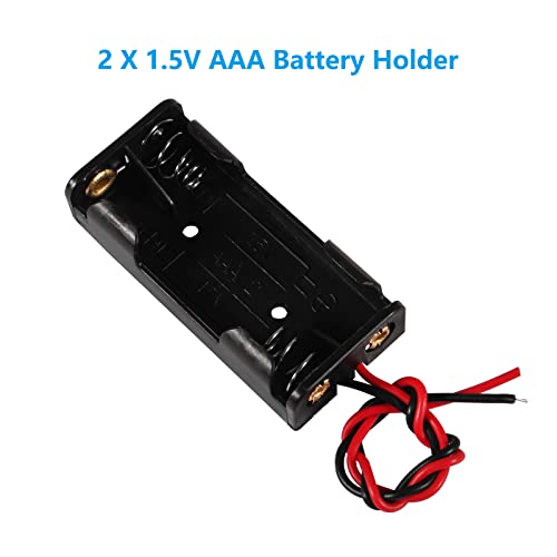12pcs AAA Battery Holder 2 x 1.5V AAA Battery Holder Case Box AAA Battery Holder with Wires - color: 2 AAA Battery Holder