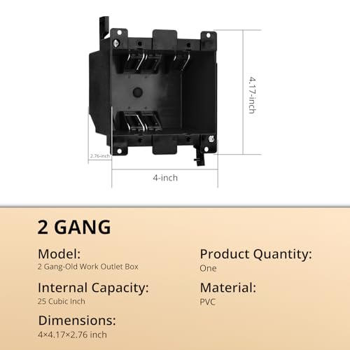 2-Gang Old Work Box, 25 cu.in., ETL, Fire Rated - color: 2-Gang, size: 1
