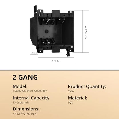 2-Gang Old Work Box, 25 cu.in., ETL, Fire Rated - color: 2-Gang, size: 1