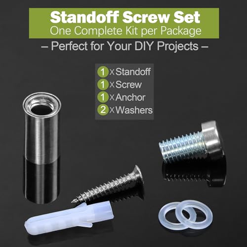 12 x 25mm (Dia. x L) Stainless Steel Standoff Screws - Silver - 4 Pieces - color: Silver, size: 12 x 25mm / 0.47" x 0.98"