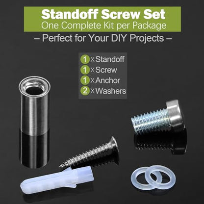 12 x 25mm (Dia. x L) Stainless Steel Standoff Screws - Silver - 4 Pieces - color: Silver, size: 12 x 25mm / 0.47" x 0.98"