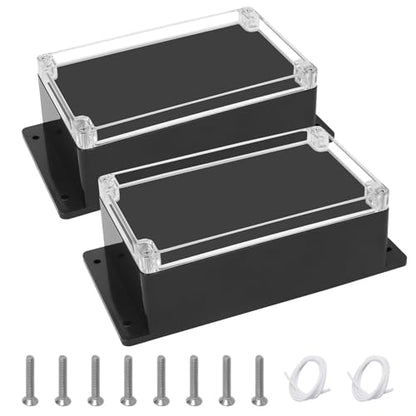 Junction Box with Clear Cover IP65 Waterproof ABS Plastic Universal Project Box with Fixed Ear, Black 7.8"x 4.7"x 2.9"(200x120x75mm)(Pack of 2) - color: 2 packs, size: 7.8"x 4.7"x 2.9"