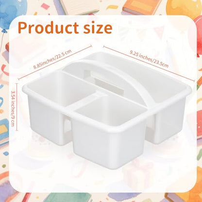Threehoney 12 Pack Classroom Caddy 3 Compartment with Handle, White - color: White