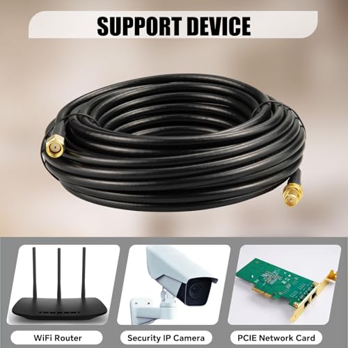 32.8ft Upgraded RP-SMA Female to RP-SMA Male BMR200 Cable LMR200 Equivalent RPSMA Extension Cable Ultra Low Loss for WiFi Router,Security Camera & Wireless Network Card Better Than RG58 - color: 32.8ft