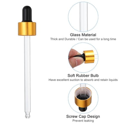 PATIKIL Glass Eye Dropper Caps, 6 Pcs Anodized Aluminum Glass Dropper Closure Top for 100ml(3.4oz) Essential Oils Bottle, Perfume, Lab Experiments, Gold Tone - color: Gold Tone, size: 100ml