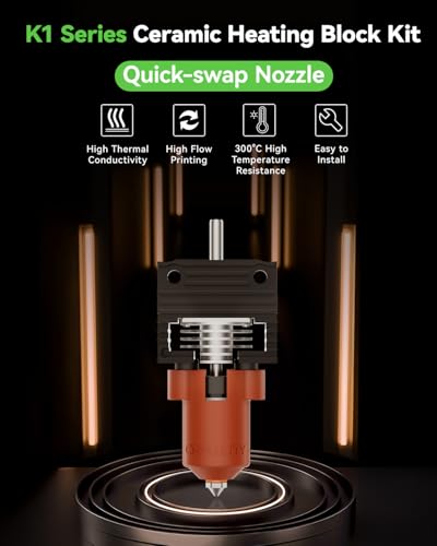 Creality 2025 K1 SE/K1C/K1 Max/K1 Upgrade Ceramic Heating Block Kit, New Version Terminal with Buckle, K1 Series 600mm/s High-Speed Printing Hot End, Extruder Hotend for 3D Printer K1 Series - style: For 2025 K1Max/K1C/K1SE/K1