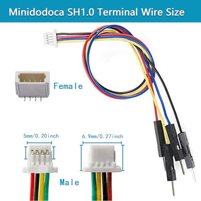 Minidodca I2C Qwiic Cable Kit Stemma QT Wire for SparkFun Development Boards Sensor Board Breakout Breadboard 4 Pin Sh1.0 Connector+2Pcs Alligator Clip Test Leads - size: 4 Pin Sh1.0 Connector