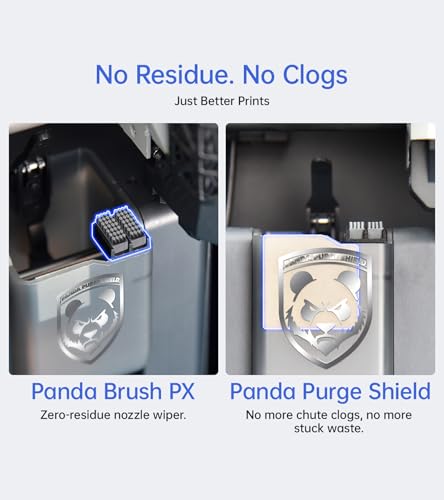BIQU Panda Brush PX with 4 Extra Silicone Brush+Panda Purge Shield for Bambu-Lab P1P/P1S/X1/X1C/X1E 3D Printers, Nozzle Wiper Kit