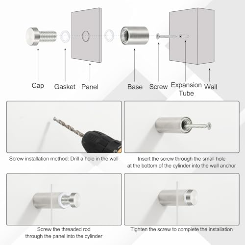 PATIKIL 1/2x3.1" Standoff Screws, 8 Pack Stainless Steel Stand Off Wall Mounts Wall Sign Mounting Hardware Advertising Standoff Nail for Hanging Acrylic Signs Picture Frame, Silver - size: 1/2x3.1"