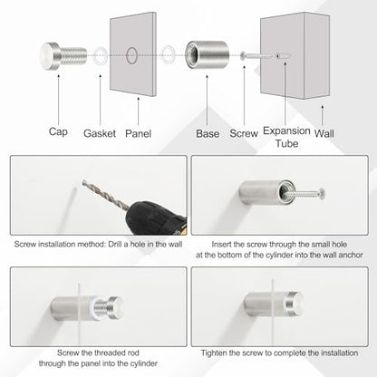 PATIKIL 1/2x3.1" Standoff Screws, 8 Pack Stainless Steel Stand Off Wall Mounts Wall Sign Mounting Hardware Advertising Standoff Nail for Hanging Acrylic Signs Picture Frame, Silver - size: 1/2x3.1"