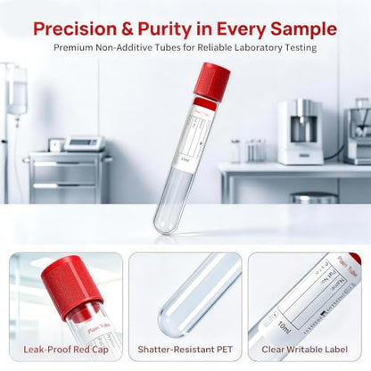 100 Pcs 5ml Plain Plastic Tubes with Red Caps for Lab Use - color: Red-5ml-100