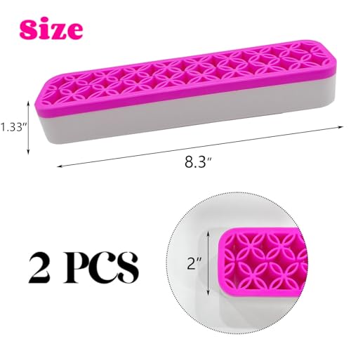 TANG SONG 2 PCS Rectangle Silicone Make up Brush Holder Cosmetic Storage Box Desktop Organizers (Pink) - color: Pink