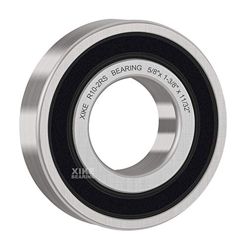 XiKe R10-2RS Sealed Ball Bearing, 5/8" x1-3/8 x11/32 (10-Pack) - size: R10-2RS - 5/8 x 1-3/8 x 11/32 in