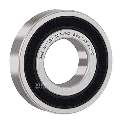 XiKe R10-2RS Sealed Ball Bearing, 5/8" x1-3/8 x11/32 (10-Pack) - size: R10-2RS - 5/8 x 1-3/8 x 11/32 in