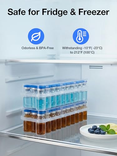 SUNMON 24-Slot Peptide Case for Fridge, 3ml Vial Storage Case for Refrigerator, 3ml Insulin Vial Holder for Diabetic Care (2 Pcs) - size: 3ml-24 Slot 2 Pcs