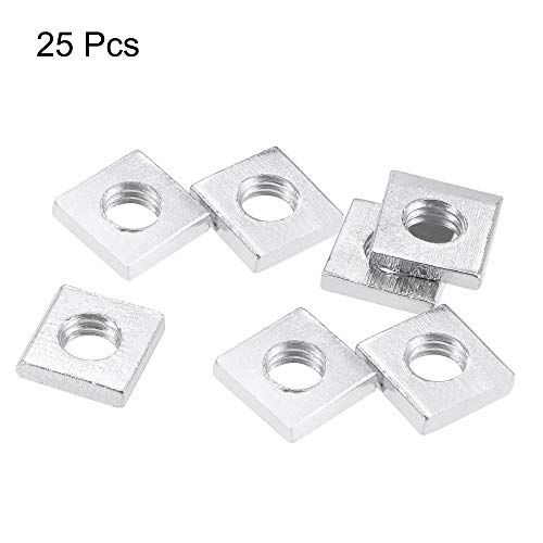 uxcell Square Nuts, M6x11mmx3mm Zinc-Plated Metric Coarse Thread Assortment Kit, 25 Pcs - size: M6x11mmx3mm