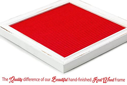 Red Felt Letter Board Back to School Sign with Rustic Wood White Frame - Farmhouse Letter Board Sign with Stand - Baby Announcement 10x10 Felt Board Changeable Message Board with 350 Letter Set - color: Red, size: 10x10 inches