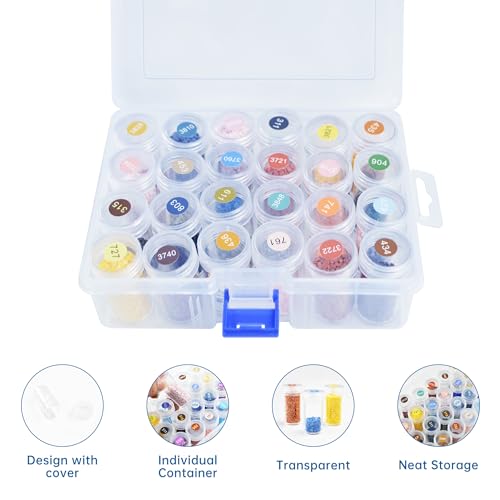 Mlife Diamond Art Storage Containers - 1 Pack 24 Jars with Label, Organizers for Jewelry Beads, Small Gem, Storage - size: 24 Jars