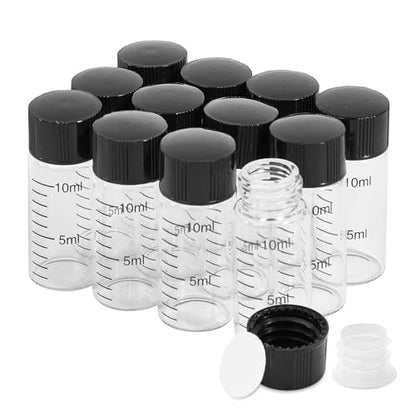 12PCS 10ml Clear Glass Graduated Vials with Screw Caps & Plastic Stoppers - color: CLEAR, size: 10ml