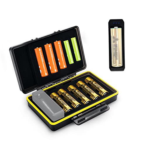 Detachable Battery Tester for AA and AAA Batteries,10 Slots Battery Case for 8 AA and 2 AAA Batteries, Water-Resistant and Shockproof, PC Shell Easy to Carry - size: 8 AA + 2 AAA Battery (with Battery Tester)