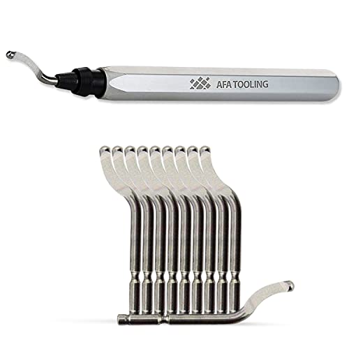AFA Tooling Deburring Tool, 11 Blades, Silver CNC Anodized Aluminum Handle - style: 11 BS1018 Blades