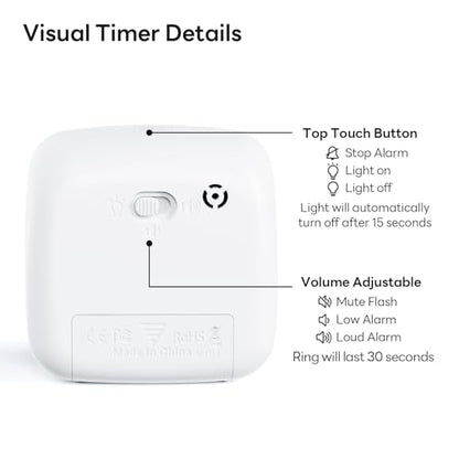 Yunbaoit Visual Timer with Night Light, 60 Minute Countdown, White Rainbow - color: White-rainbow
