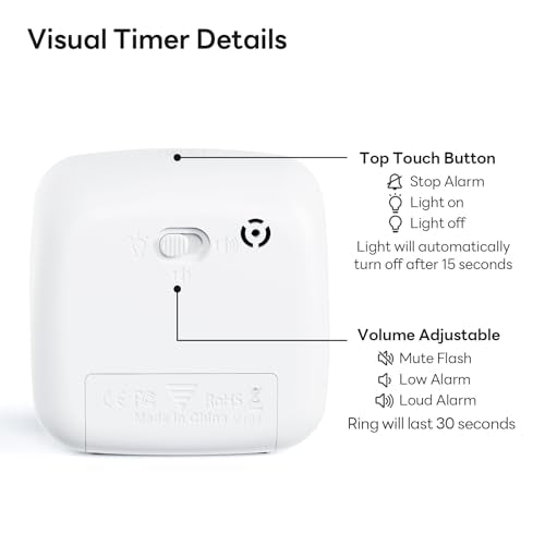 Yunbaoit Visual Timer with Night Light, 60 Minute Countdown, Light White - color: Light White